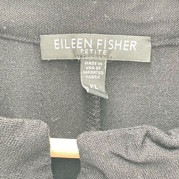 Eileen Fisher Womens Full Zip Jacket Long Sleeve Longline Black Petite Large - Picture 7 of 9